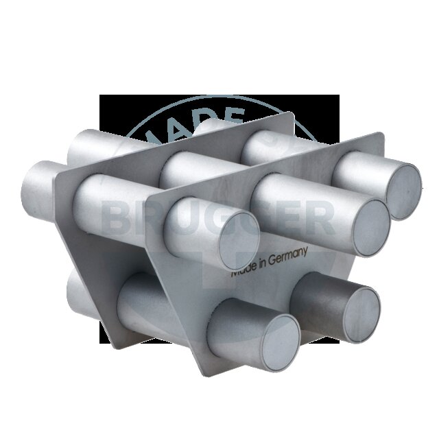 magnetic filter grid-MS130HFSo00rh00-start-image | © Brugger GmbH Magnetic filter grille Trischter mould 60° made of NdFeB welded design | © Brugger GmbH